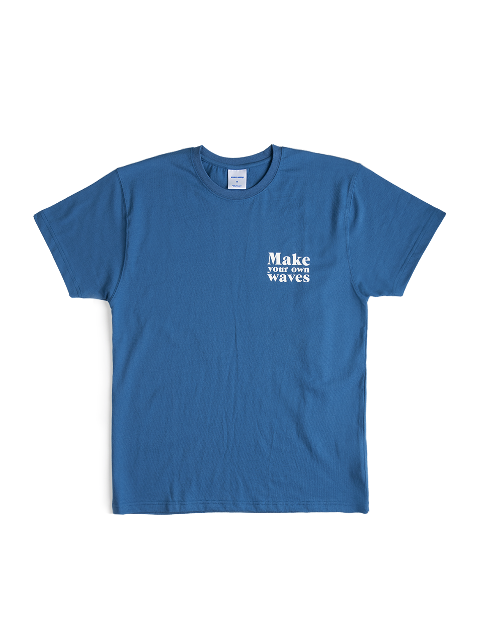 Flat slogan short sleeve T-shirt vintage blue