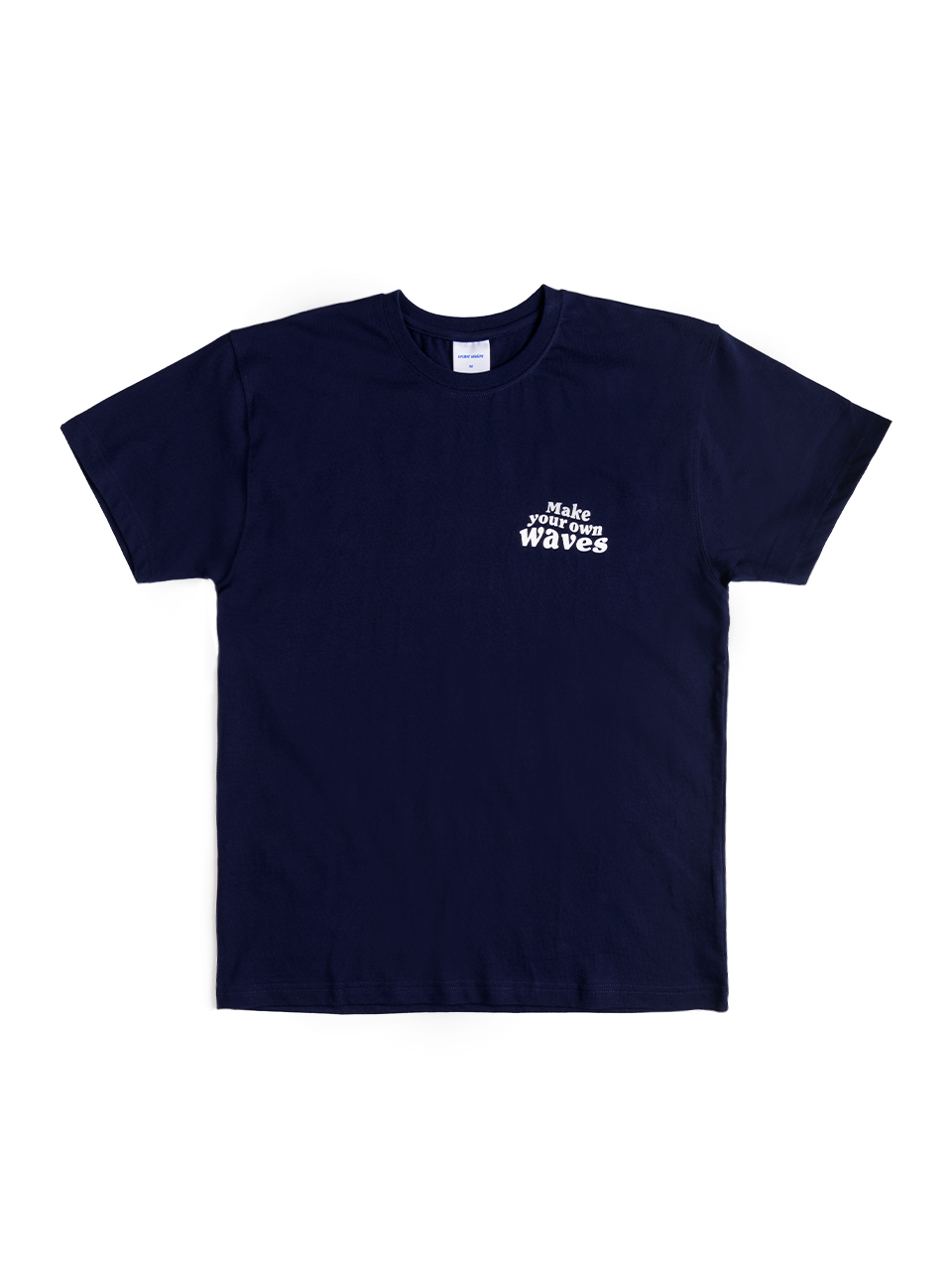 Waving slogan short sleeve T-shirt navy