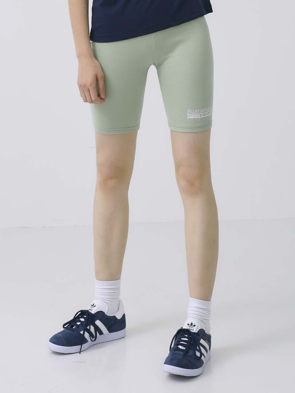 Organic Sustainable Ribbed biker shorts mint