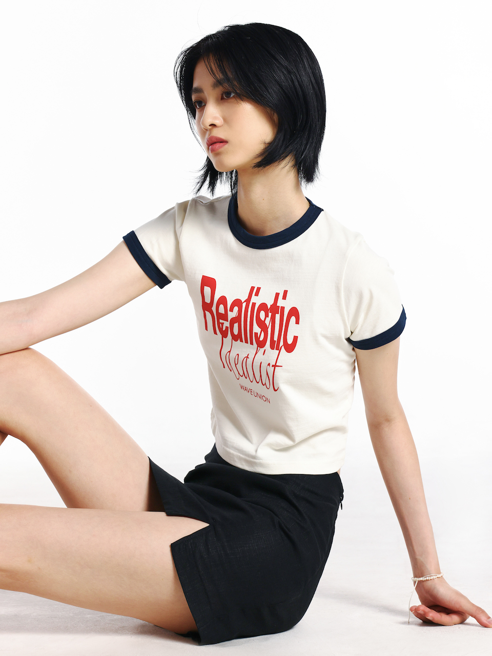 Realistic idealist  Ringer Tight T-shirt ivory